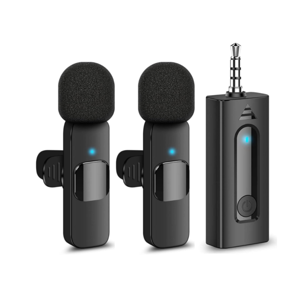 2 Microfonos Inalambricos Corbatero Jack 3.5mm Camara Video Para Celular Pc Parlante Entrevistas Streaming