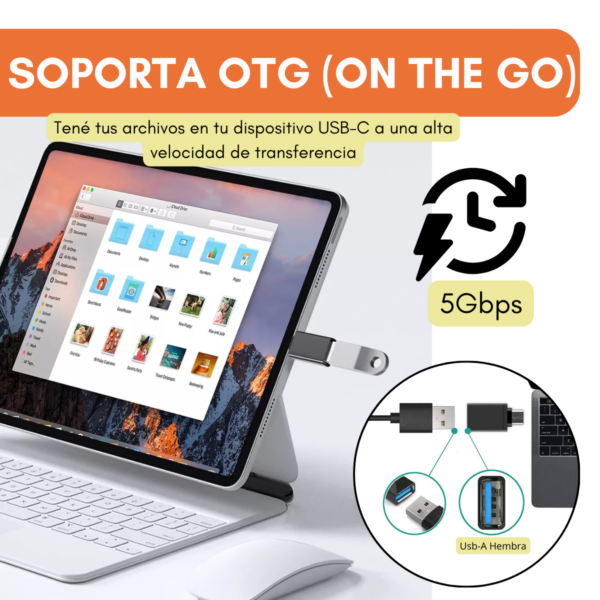 Adaptador Otg Tipoc Macho A Usb Hembra Laptop Tablet Celular Color Negro - Image 3