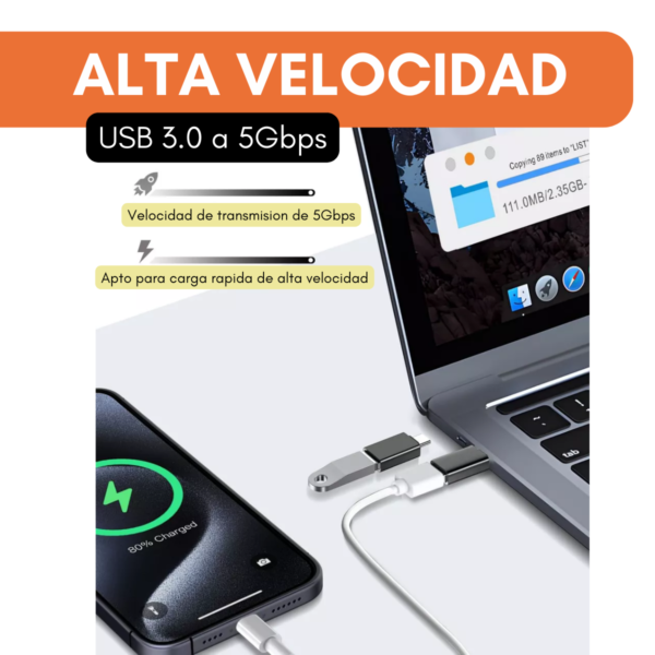 Adaptador Otg Tipoc Macho A Usb Hembra Laptop Tablet Celular Color Negro - Image 5