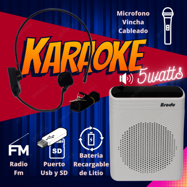 Altavoz Portátil para Profesores BTS-1383 - Bluetooth, Micrófono, Grabador - Image 2