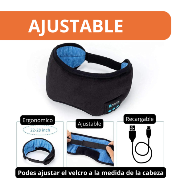 Antifaz Bluetooth Llamadas Para Dormir Cubre Tapa Ojos Suave - Image 4