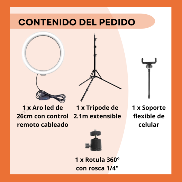 Aro De Luz Profesional 26cm Para Foto Video Streaming Camara - Image 5