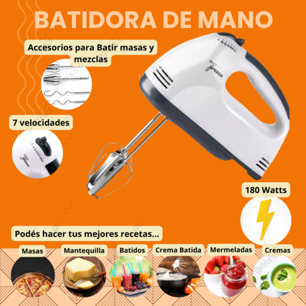 Batidora Amasadora De Mano Electrica 7 Velocidades Batidor - Image 9
