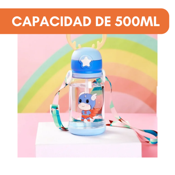 Botella De Agua Infantil 500ml Reno Pico Silicona Con Correa - Image 6