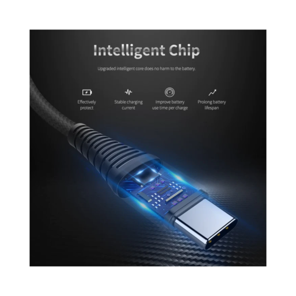 Cable De Carga Rapida 3.1 A Usb A Tipo C Con Luz Led Mallado - Image 3