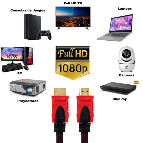 Cable Hdmi 1.5 Metros Oro Mallado Doble Filtro V1.4 Hd 3d 4k - Image 4