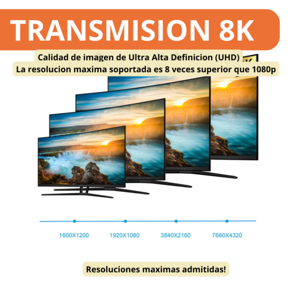 Cable Hdmi 4k 8k Uhd 3d 144hz 120hz 60hz V2.1 Puntas Oro 3mt - Image 9