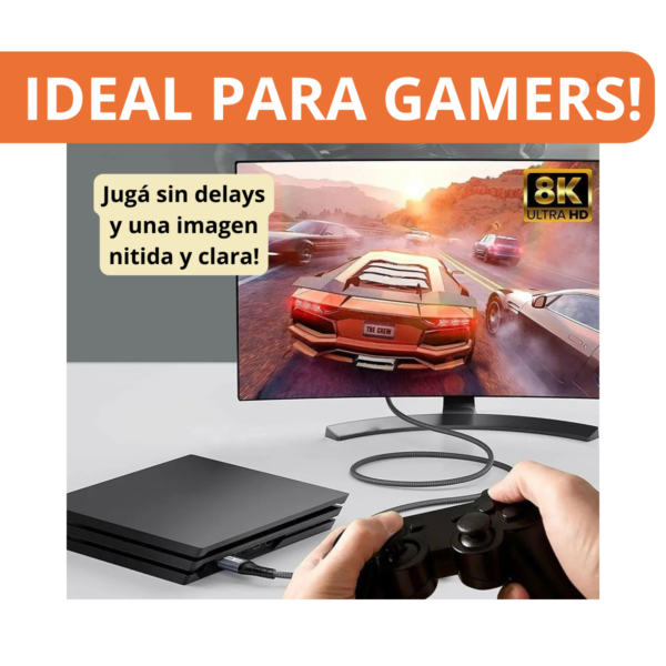 Cable Hdmi 4k 8k Uhd 3d 144hz 120hz 60hz V2.1 Puntas Oro 3mt - Image 5
