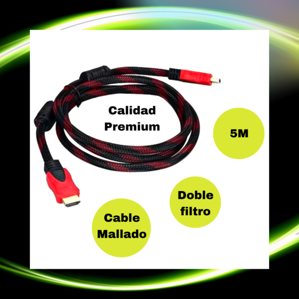 Cable Hdmi 5 Metros Oro 1080p Reforzado Filtro Tv Ps4 Pc Ps3 - Image 4