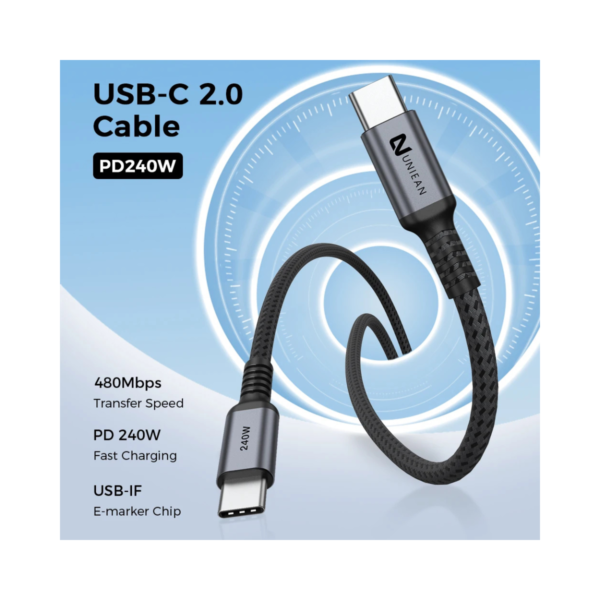 Cable USB Tipo C 5A 240W Rápido - 2 Metros para iPhone 15 y Android - Image 2