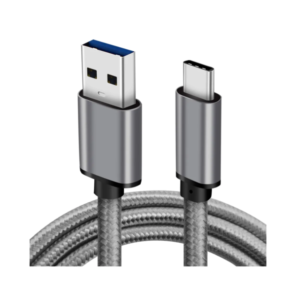 Cable Usb A Usb Tipo C Mallado 3.0 Carga Rapida 60w 3a Y Datos Alta Velocidad 5gbps De 1 Metro Color Plateado