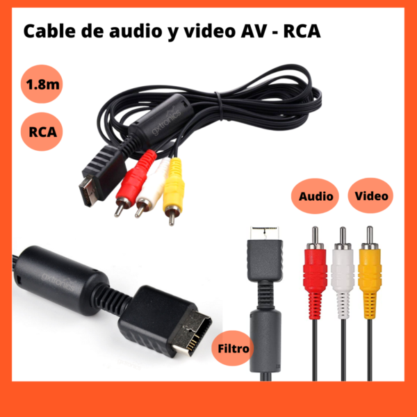 Cables De Play 2 Rca Audio Video 1.8 Metros Para Ps1 Ps2 Ps3 - Image 5