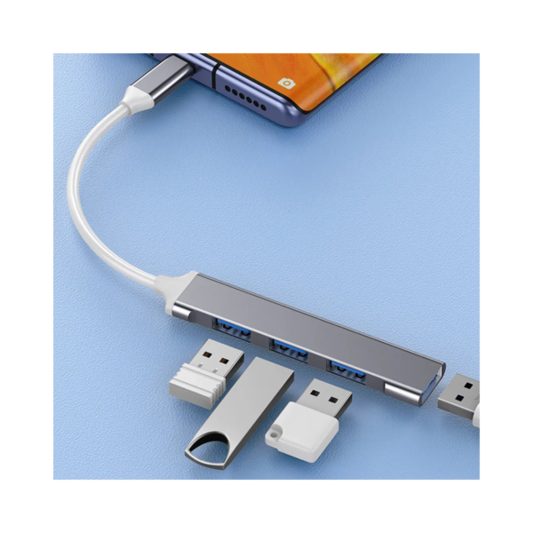 Hub USB 3.0 4 Puertos Tipo C - Alta Velocidad 5Gbps, Aluminio - Image 3