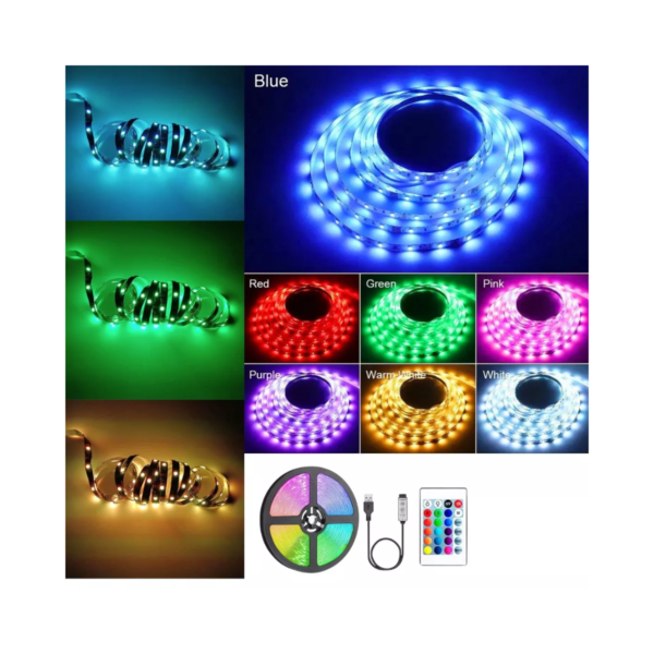 Kit Tira Luz Led Rgb 3m Tv Pc Control Remoto Exterior Tuning - Image 3