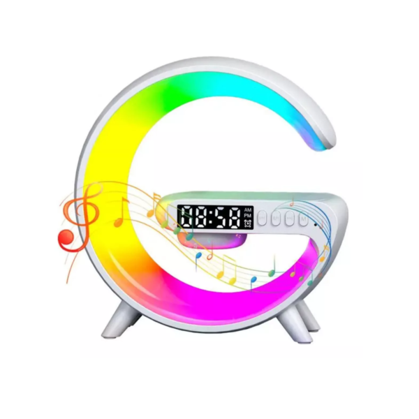 Lámpara Tablet con Parlante Bluetooth, Carga Inalámbrica y Luz RGB