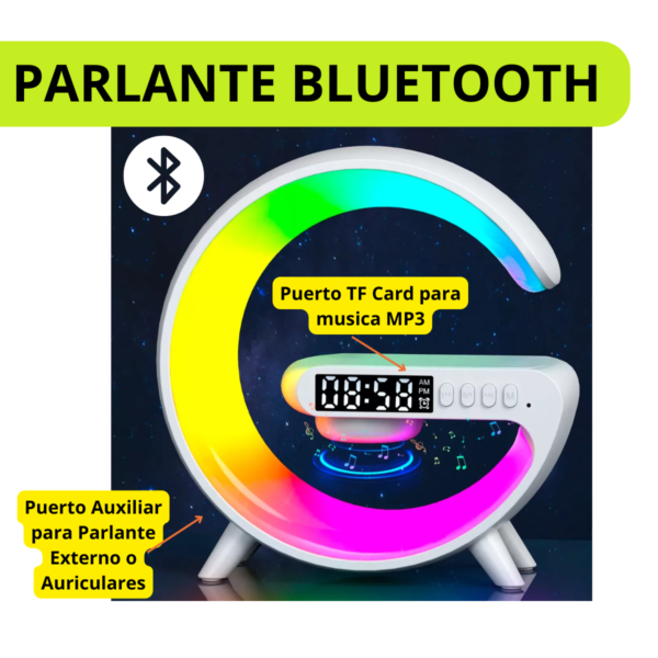 Lámpara Tablet con Parlante Bluetooth, Carga Inalámbrica y Luz RGB - Image 6