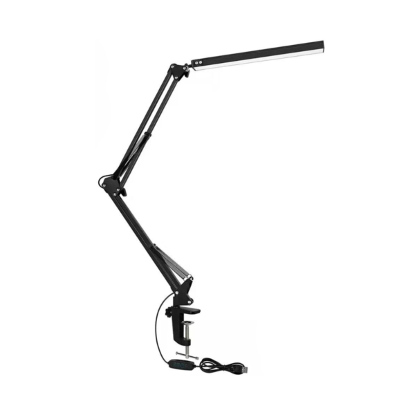 Lámpara de Escritorio LED Plegable con Clip - 3 Colores, USB, Brazo Largo