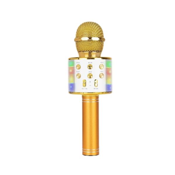 Micrófono Karaoke Inalámbrico con Luz LED, Bluetooth y USB - WS858L