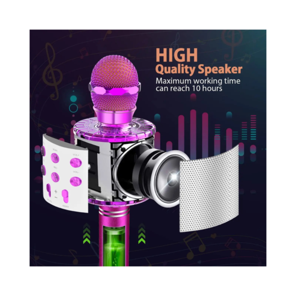 Micrófono Karaoke Inalámbrico con Luz LED, Bluetooth y USB - WS858L - Image 5