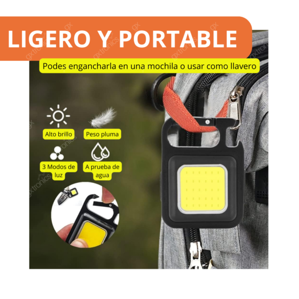 Mini Linterna Llavero Cob Potente Recargable Luz Blanco Frio - Image 7