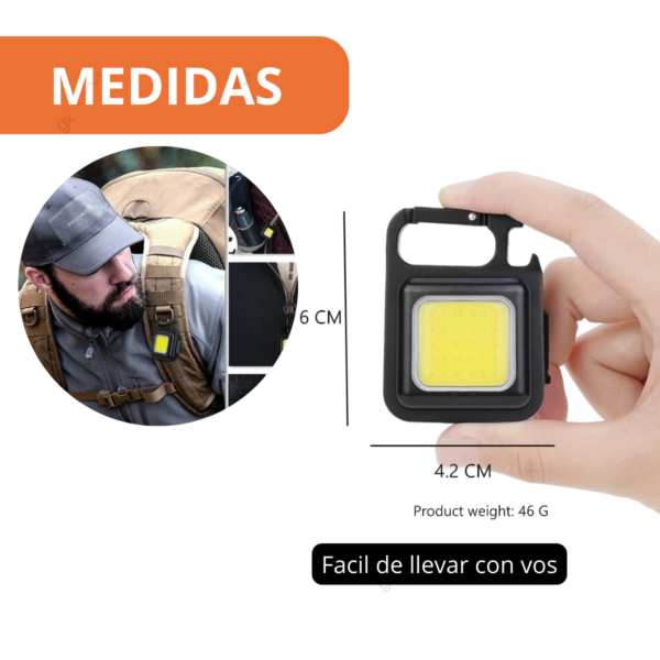 Mini Linterna Llavero Cob Potente Recargable Luz Blanco Frio - Image 6