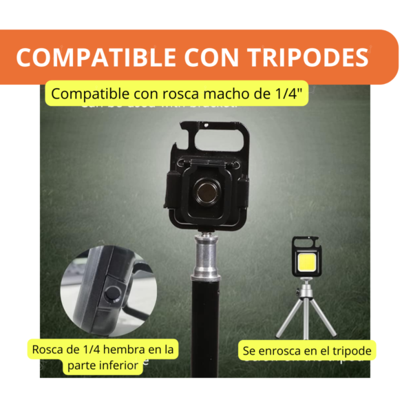 Mini Linterna Llavero Cob Potente Recargable Luz Blanco Frio - Image 5