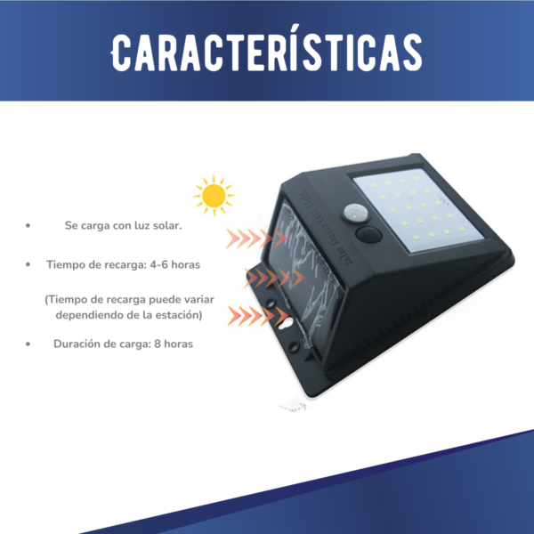 Reflector Led Aplique Para Exterior Energia Solar Con Sensor - Image 2