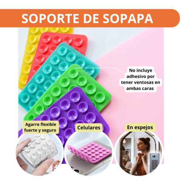 Soporte Sopapa Silicona Para Celular Auto Doble Ventosa - Image 5