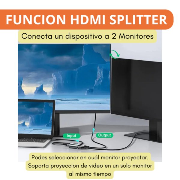 Switch Bidireccional Hdmi 2 A 1 Splitter 1 A 2 4k 30hz 3d - Image 4