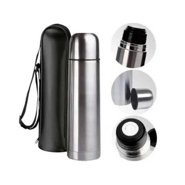 Termo Bala Con Doble Pared De Acero Inoxidable Heizen 1lt.!! Color Metal - Image 3