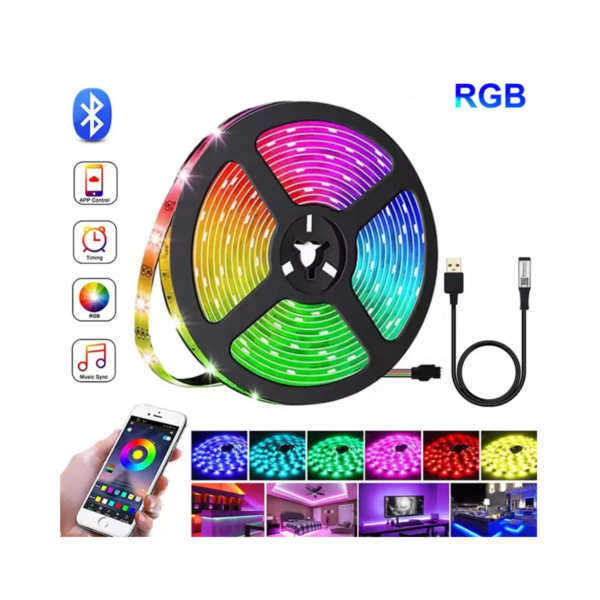 Tira LED RGB 5V Bluetooth APP, SMD5050, IP65, TV Backlight