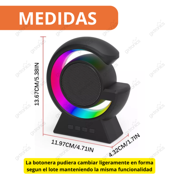 Velador Moderno Lampara Rgb Radio Fm Parlante Bluetooth 8w - Image 2