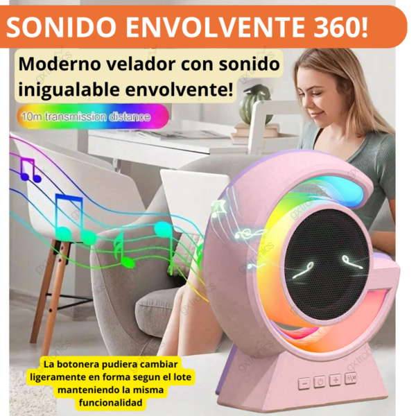 Velador Moderno Lampara Rgb Radio Fm Parlante Bluetooth 8w - Image 4