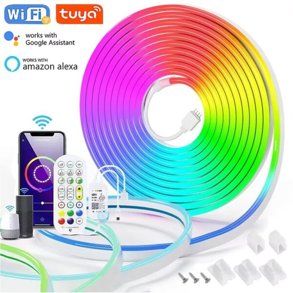 Tira de LED de Neón RGB USB 5V, 5 Metros - Control WiFi (Smart Life/Alexa/Google Home)