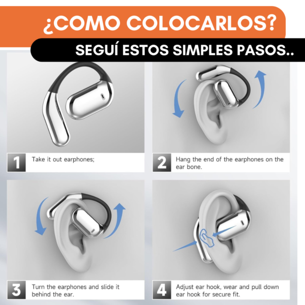 Auriculares Bluetooth 5.4 Open Ear Tactil + Estuche Smart - Image 10