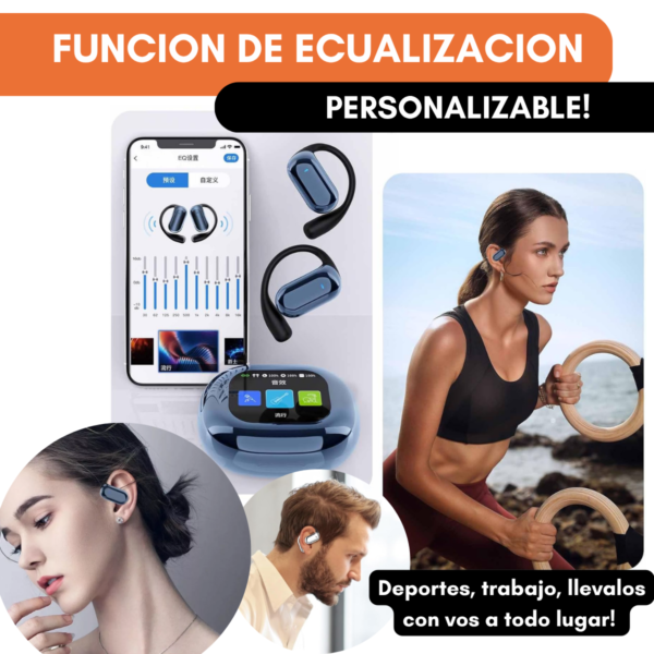 Auriculares Bluetooth 5.4 Open Ear Tactil + Estuche Smart - Image 5