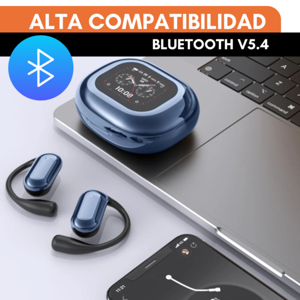 Auriculares Bluetooth 5.4 Open Ear Tactil + Estuche Smart - Image 6