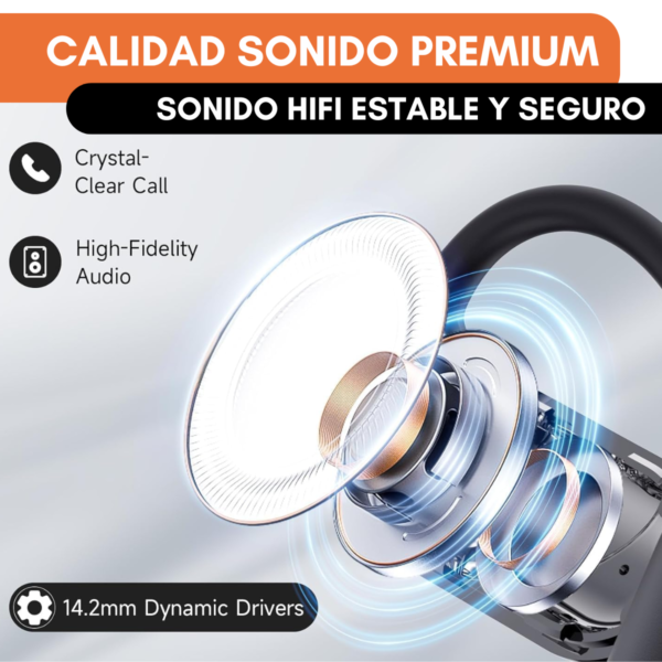 Auriculares Bluetooth 5.4 Open Ear Tactil + Estuche Smart - Image 7