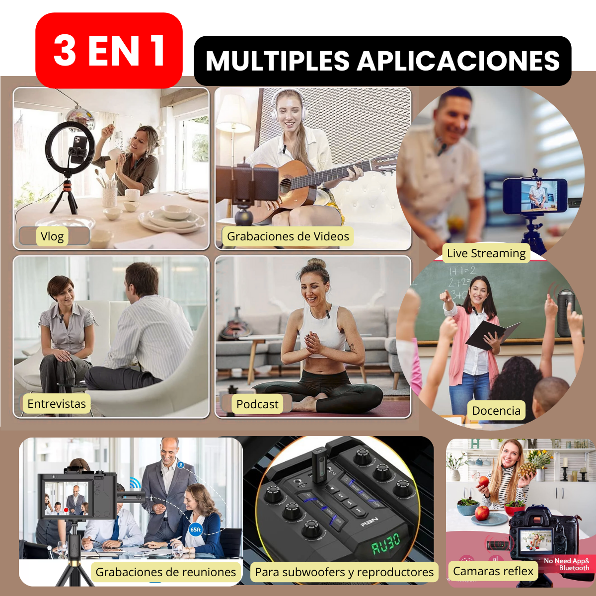 2 Microfonos Inalambricos Corbatero 3 En 1 Trrs Usb Tipo C Celular Compatible Con iPhone iPad Android Grabar Videos Entrevistas Podcast Streaming Sx26 Gxtronics - Image 8