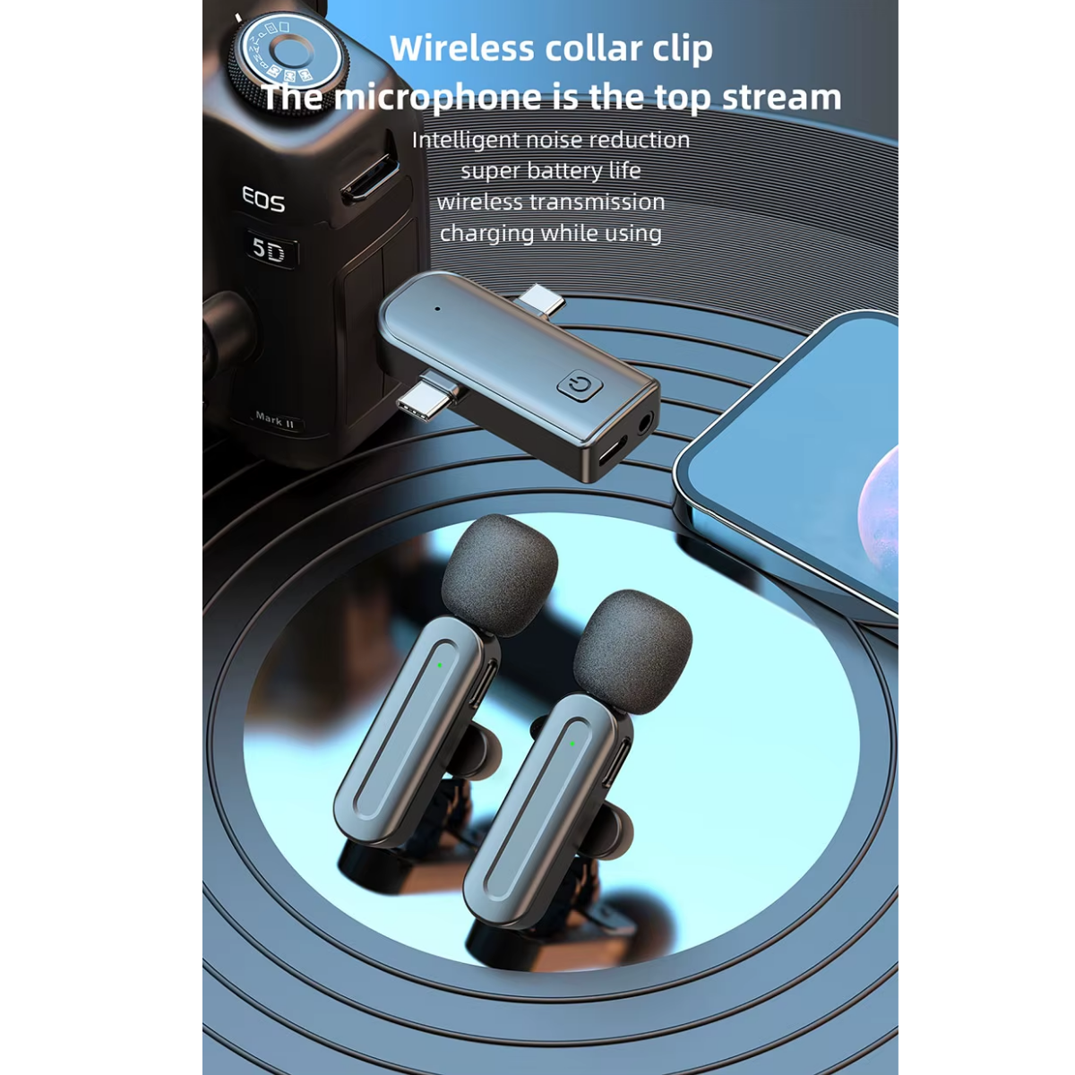 2 Microfonos Inalambricos Corbatero 3 En 1 Trrs Usb Tipo C Celular Compatible Con iPhone iPad Android Grabar Videos Entrevistas Podcast Streaming Sx26 Gxtronics - Image 5