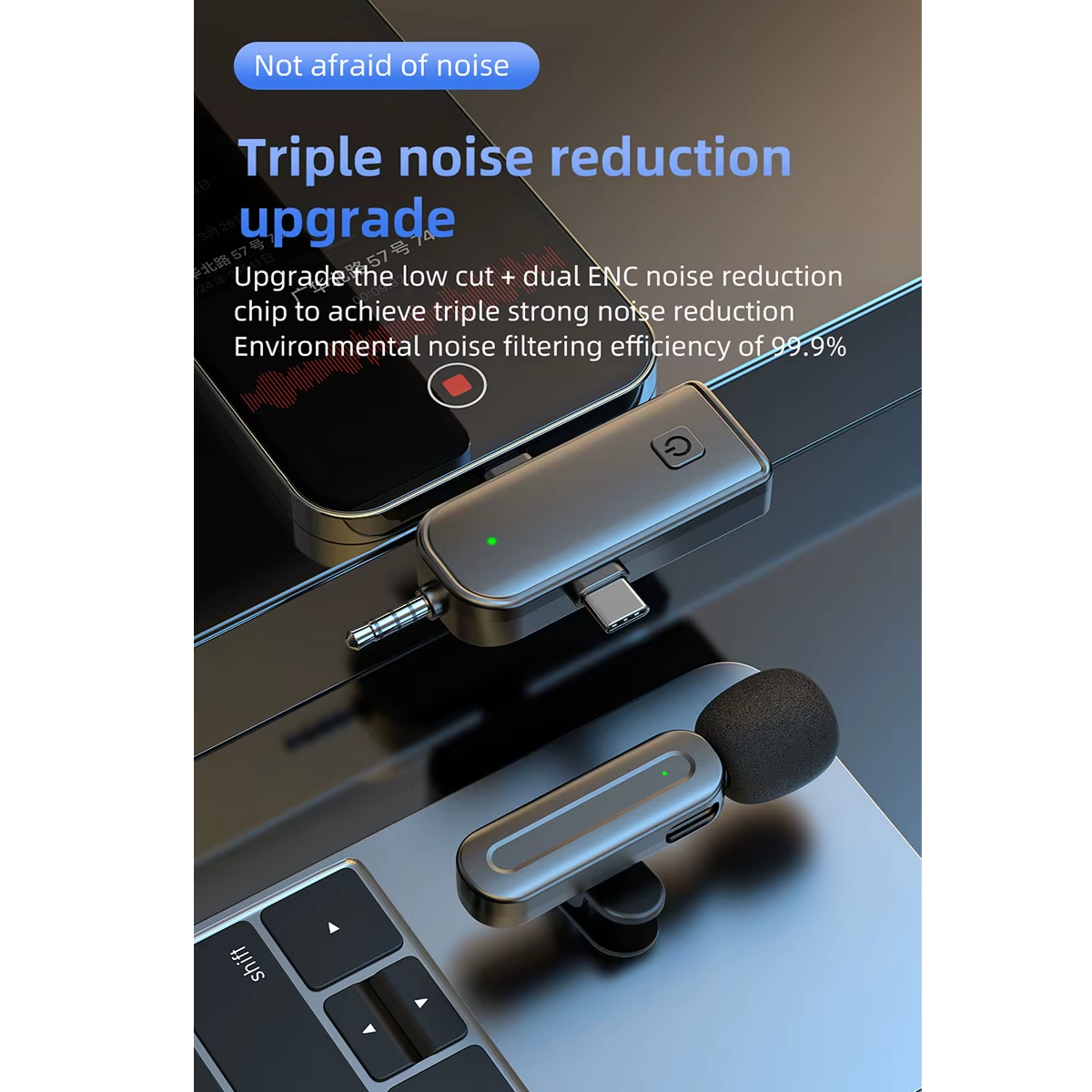 2 Microfonos Inalambricos Corbatero 3 En 1 Trrs Usb Tipo C Celular Compatible Con iPhone iPad Android Grabar Videos Entrevistas Podcast Streaming Sx26 Gxtronics - Image 4